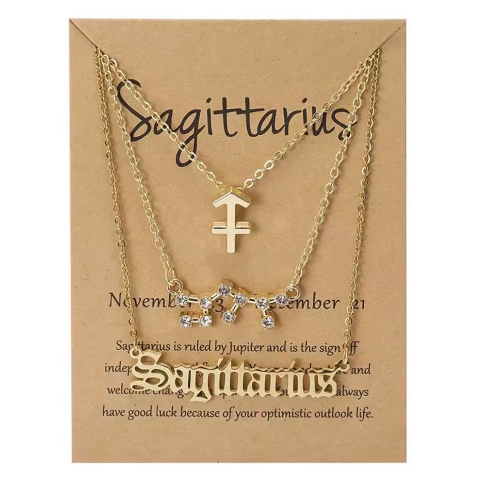 Gold Sagittarius Zodiac Necklace Set